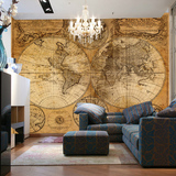 3d定制大型壁画 客厅电视卧室酒店背景墙纸壁纸 航海复古世界地图