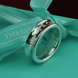 香港专柜代购蒂芙尼925纯银1837宽版戒指男女情侣礼物指环对戒