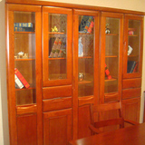 全实木书柜红橡木书柜两门三门五门书架自由组合书橱现代中式家具