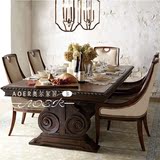 美式乡村全实木餐桌 欧式复古餐桌椅组合 小户型地中海长方形餐桌