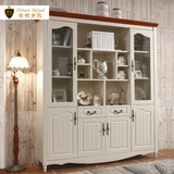 豪司罗尔实木书柜书架组合白色储物柜带门简约现代置物架简易美式