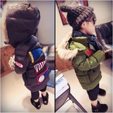 2015冬季新款女男儿童装宝宝夹棉加厚连帽中长款棉袄棉衣外套棉服