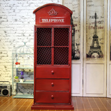 欧美复古英伦红色电话亭柜子创意储物柜收纳柜铁艺装饰品陈列道具