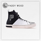 paddywood正品黑白撞色高帮帆布鞋男休闲板鞋韩版情侣潮鞋学生鞋