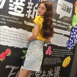 韩国夏季女装针织t恤短袖女夏宽松百搭纯色短款打底衫上衣体恤女