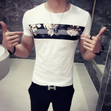 夏季男生S码T恤韩版修身小码紧身短袖社会精神小伙瘦版半袖小衫潮