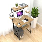 省空间台式电脑桌简易办公桌小型简约带书架桌子家用单人钢木书桌