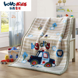 LOVO家纺罗莱出品儿童毛毯毯子床单加厚单人汽车嘟嘟双层拉舍尔毯