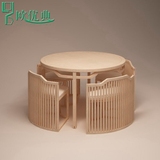 新中式实木餐桌椅组合创意圆桌茶桌椅定制田园餐厅合并式禅意家具