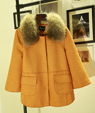 2016年冬装新款时尚斗篷毛呢外套女短款韩版修身毛领呢子外套