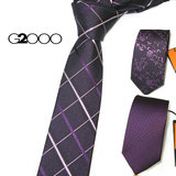 包邮精品礼盒装 g2000正品紫色格子领带 6cm韩版窄款男士领带特价