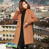 2015秋冬新款韩版中长款女羊绒呢子大衣加厚 高端直筒毛呢外套潮