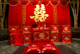 高档刺绣中式婚礼庆龙凤桌围椅披婚礼道具用品一桌四椅桌椅套背景