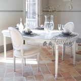 法式乡村 美式欧式实木可伸缩圆餐桌 实木餐桌 白色 可定制
