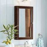 美式实木浴室镜柜卫生间浴柜储物柜 欧式橡木仿古做旧挂墙式边柜4