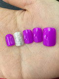 美甲成品假指甲贴片纯色简单亮片紫色短指甲成品光疗甲美甲两包邮