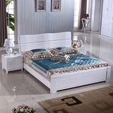 实木床白色双人床1.8米1.5榆木床卧室家具开放漆简约现代超地中海