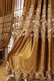 欧式中式客厅卧室婚房飘窗遮光镂空意大利绒布绣花窗帘成品定制
