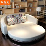 洛菲克 现代客厅多功能两用可拆洗折叠布艺圆形双人三人沙发床2米