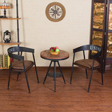 铁艺实木休闲餐桌椅组合酒吧阳台桌椅创意咖啡厅小圆桌三件套装