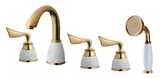 欧式金色铬色仿古坐式浴缸花洒五件套水龙头广东品牌卫浴NL-2456