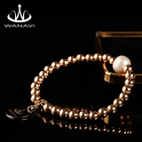 瓦萨比珍藏级9k金天然珍珠手链手镯 女韩版时尚奢华首饰品礼品