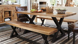 美式复古实木餐桌铁艺做旧松木办公会议桌小户型吃饭桌子长方形桌