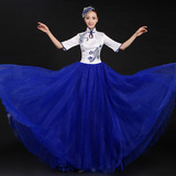 新款合唱服青花瓷舞蹈服装成人中国风民乐古筝演出服民族舞表演服