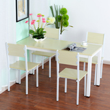 简易钢木餐桌简约现代大小户型家用一桌四椅餐桌快餐店桌椅批发