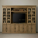 组合电视柜100%纯实木家具欧式美式田园卧房电视柜可定制上海包邮