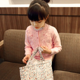 2015秋季新款女童毛衣韩版加厚针织衫儿童开衫圆领外套打底兔绒衫