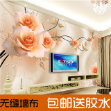 壁画3D立体电视背景墙纸欧式客厅卧室现代简约影视无缝墙布玫瑰花