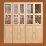 新款原木实木玻璃门书柜书架自由组合松木书橱柜子储物柜多功能