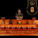 西藏红立体雕刻藏传佛教吉祥八宝三层实木供桌佛堂贡桌藏式家具