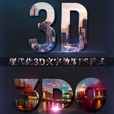 A-53现代化3D文字字体图形效果PS样式 PSD模板 广告海报设计素材