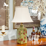 欧式陶瓷台灯 美式彩绘复古创意客厅卧室床头灯样板房间装饰台灯
