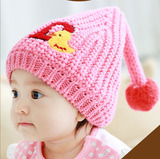 可爱冬季女童套头巾婴儿保暖帽超可爱长尾巴鸭子加绒儿童针织帽子