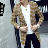 韩版男士秋季中长款夹克男修身型长袖外套青年帅气棒球服薄款衣服