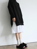 【Miss fox】韩国初秋长款荷叶边裙摆拼接假两件长款卫衣连衣裙