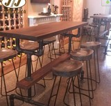 美式loft铁艺实木咖啡厅餐桌椅工业风酒吧餐桌复古水管星巴克吧桌