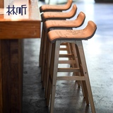 现代简约实木吧椅创意酒吧椅时尚吧台凳北欧家用高脚凳子吧台椅子