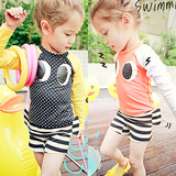 新款儿童泳衣 可爱大眼睛卡通韩版分体式宝宝泳装 女童平角游泳衣