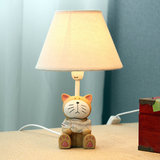 猫抱鱼台灯可爱个性创意时尚儿童房调光台灯卧室床头田园生日礼物