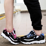 中国制造斯凯奇运动鞋正版黑白厚底增高男鞋女鞋情侣款休闲跑步鞋