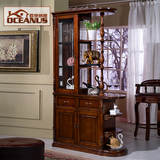 欧申纳斯 美式客厅玄关柜双面隔断柜子 复古实木间厅柜储物装饰柜