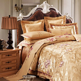 欧式金色样板间床盖式十件套件床品 高端经典新款贡缎提花多件套