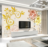 3d立体欧式浮雕花卉电视背景墙壁纸客厅卧室无纺布墙纸大型壁画