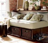 美式简约储物床小户型实木家具定制多功能单人床上海厂家直销