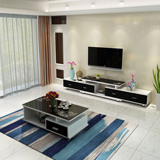 伸缩电视柜简约现代客厅钢化玻璃电视机柜茶几组合小户型地柜家具