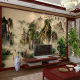 客厅电视背景墙壁纸壁画无纺布3d墙纸沙发中式山水国画 大型壁画